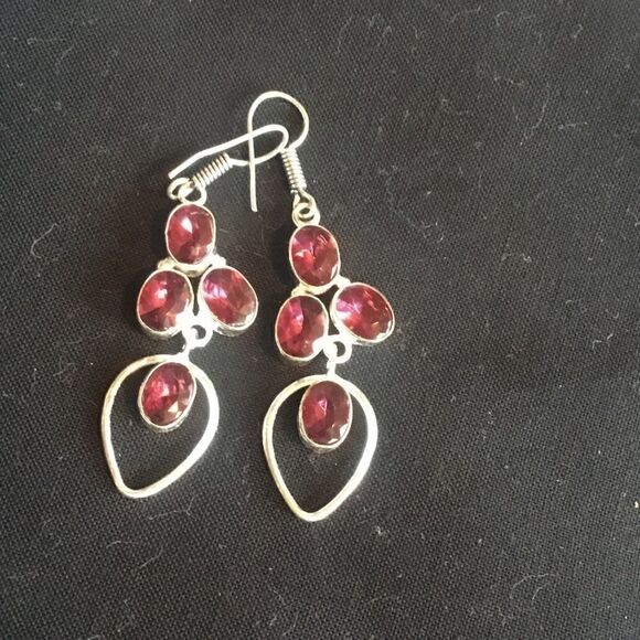 NWOT. Sterling Silver Pink Amethyst Earrings - Picture 4 of 10